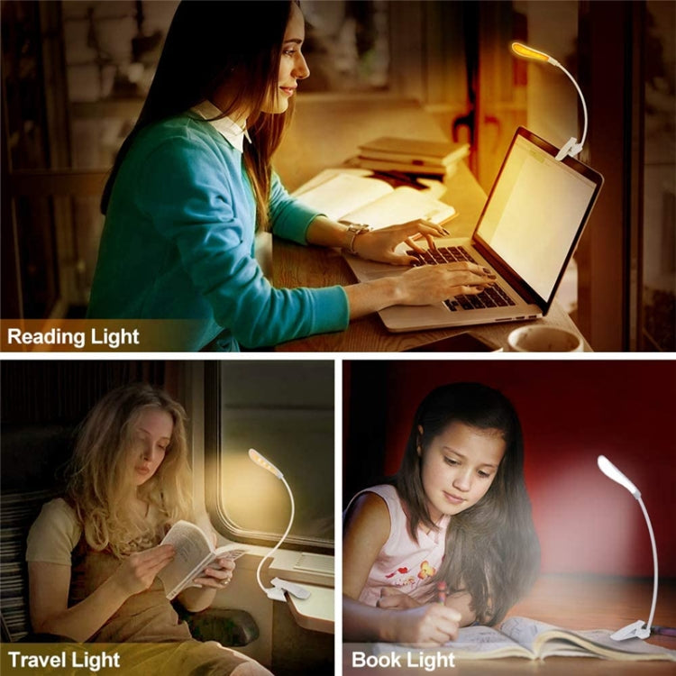 Luz de Clipe Dobrável para Livro 8027D-2 com 7 Contas LED para Proteção dos Olhos para Leitura, Branco, Preto