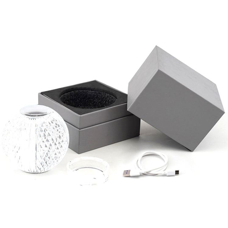 Lâmpada de Mesa Pequena Bola de Cristal Luz Noturna Acrílica USB, MT2 80 x 80mm, MT1 110 x 110mm