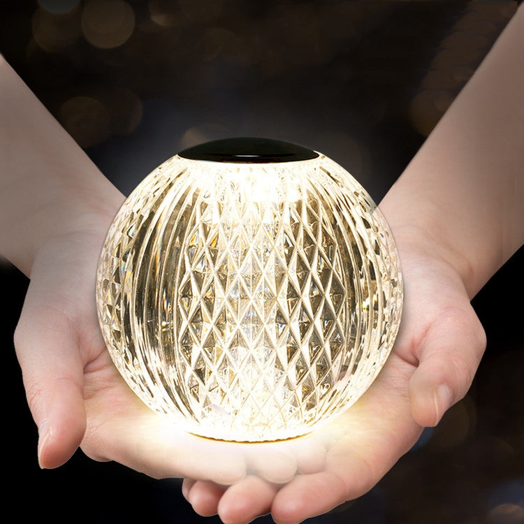 Lâmpada de Mesa Pequena Bola de Cristal Luz Noturna Acrílica USB, MT2 80 x 80mm, MT1 110 x 110mm