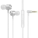 2 PCS Auricular Com Fio com Controlo e Microfone TS6000 3.5mm Metal Curvo, Branco, Vermelho, Verde, Preto