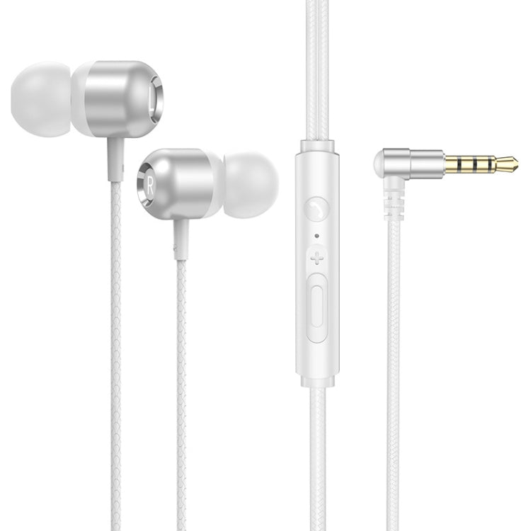 2 PCS Auricular Com Fio com Controlo e Microfone TS6000 3.5mm Metal Curvo, Branco, Vermelho, Verde, Preto