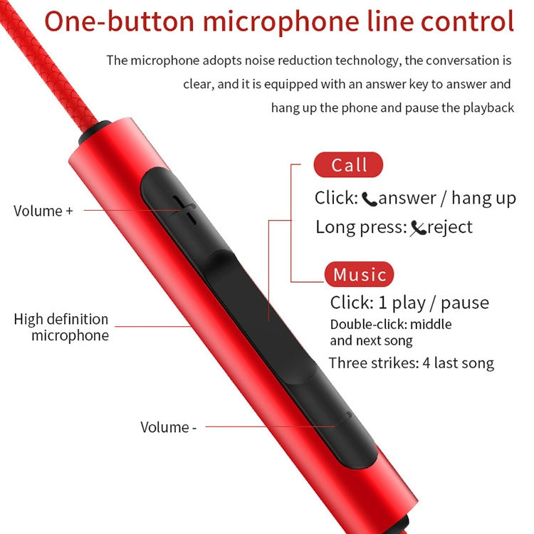 Auricular Com Fio com Controlo e Microfone EN3900 Plug 3.5mm, Branco, Vermelho, Preto