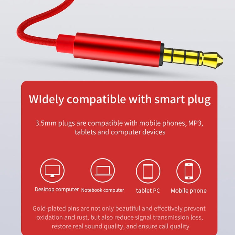 Auricular Com Fio com Controlo e Microfone EN3900 Plug 3.5mm, Branco, Vermelho, Preto