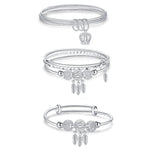 Pulseira Feminina Fechada de Três Anéis Sólidos, Tamanho: Z104 58mm, Z104 56mm, Z104 58mm, Z104 60mm, Z104 62mm, Z103 56mm, Z103 58mm, Z103 60mm, Z103 62mm, Z102 Vella Ajustável
