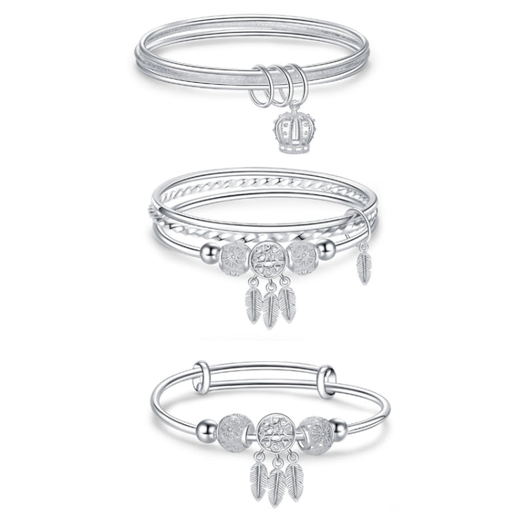 Pulseira Feminina Fechada de Três Anéis Sólidos, Tamanho: Z104 58mm, Z104 56mm, Z104 58mm, Z104 60mm, Z104 62mm, Z103 56mm, Z103 58mm, Z103 60mm, Z103 62mm, Z102 Vella Ajustável