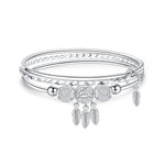 Pulseira Feminina Fechada de Três Anéis Sólidos, Tamanho: Z104 58mm, Z104 56mm, Z104 58mm, Z104 60mm, Z104 62mm, Z103 56mm, Z103 58mm, Z103 60mm, Z103 62mm, Z102 Vella Ajustável