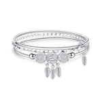 Pulseira Feminina Fechada de Três Anéis Sólidos, Tamanho: Z104 58mm, Z104 56mm, Z104 58mm, Z104 60mm, Z104 62mm, Z103 56mm, Z103 58mm, Z103 60mm, Z103 62mm, Z102 Vella Ajustável