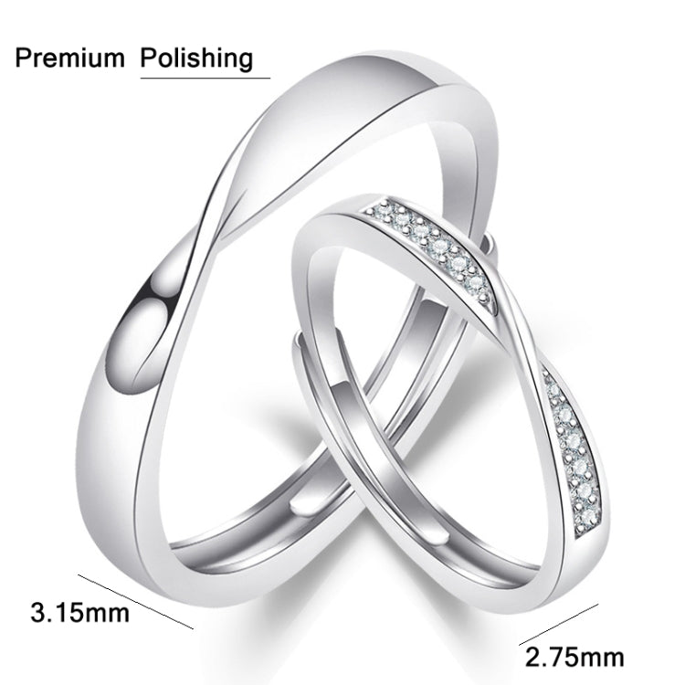 2 PCS Anel Ajustável Aberto Mobius Twist Q38 para Casais, Para Mulheres