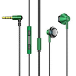 Auricular com cabo para jogos TS6800 com cancelamento de ruído, metal, ângulo de 3,5 mm, vermelho, verde, preto, cinza prateado