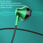 Auricular com cabo para jogos TS6800 com cancelamento de ruído, metal, ângulo de 3,5 mm, vermelho, verde, preto, cinza prateado
