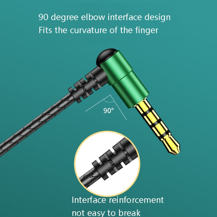 Auricular com cabo para jogos TS6800 com cancelamento de ruído, metal, ângulo de 3,5 mm, vermelho, verde, preto, cinza prateado