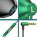 Auricular com cabo para jogos TS6800 com cancelamento de ruído, metal, ângulo de 3,5 mm, vermelho, verde, preto, cinza prateado