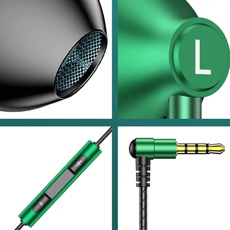 Auricular com cabo para jogos TS6800 com cancelamento de ruído, metal, ângulo de 3,5 mm, vermelho, verde, preto, cinza prateado