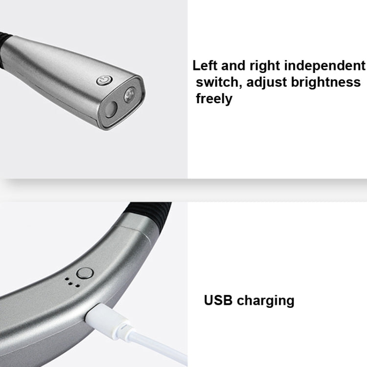 Luz de Pescoço LED para Pendurar com Tubo Universal, Luz de Leitura com Proteção para os Olhos, Prateado Espacial, Preto Elegante