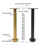 Pés Ajustáveis para Móveis em Tubo Redondo de Aço Inoxidável LH-TJ003, Altura:, 8cm, 10cm, 13cm, 16cm, 18cm, 21cm, 23cm, 25cm, 28cm, 30cm, 32cm, 35cm