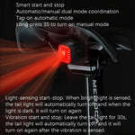 Luz traseira de indução de travagem sensível à luz MEROCA XC02, montagem em almofada, montagem em tubo