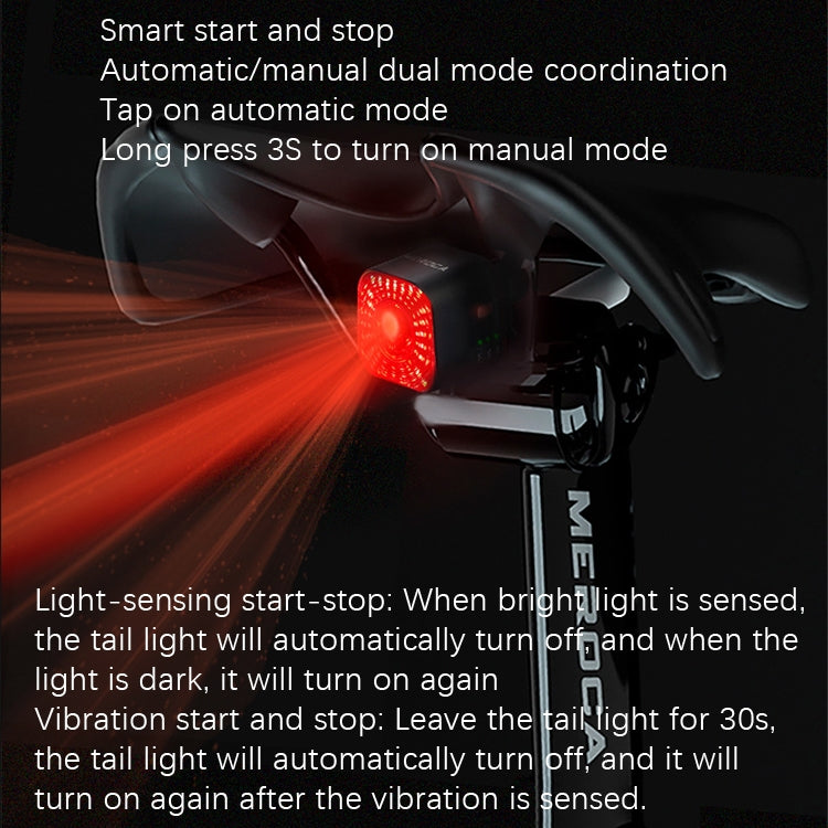 Luz traseira de indução de travagem sensível à luz MEROCA XC02, montagem em almofada, montagem em tubo