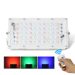 Refletor Exterior LED RGB 50W à Prova de Água Ultra-leve com Controlo Remoto