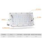 Refletor Exterior LED RGB 50W à Prova de Água Ultra-leve com Controlo Remoto