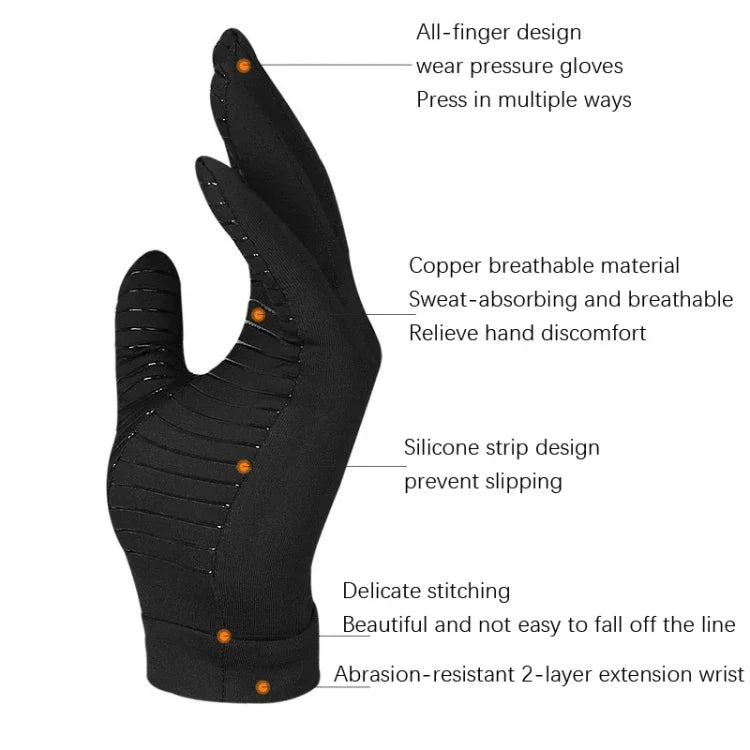 Luvas antiderrapantes de fitness desportivo com pressão de fibra de cobre, Tamanho:, S, M, L