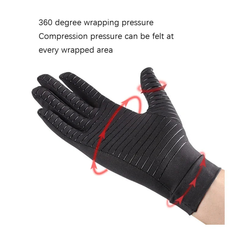 Luvas antiderrapantes de fitness desportivo com pressão de fibra de cobre, Tamanho:, S, M, L
