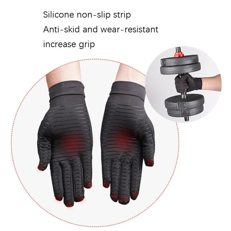 Luvas antiderrapantes de fitness desportivo com pressão de fibra de cobre, Tamanho:, S, M, L