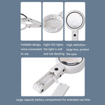 Lupa Portátil com Luz LED e Carregamento USB 5X / 11X, 5X / 11X