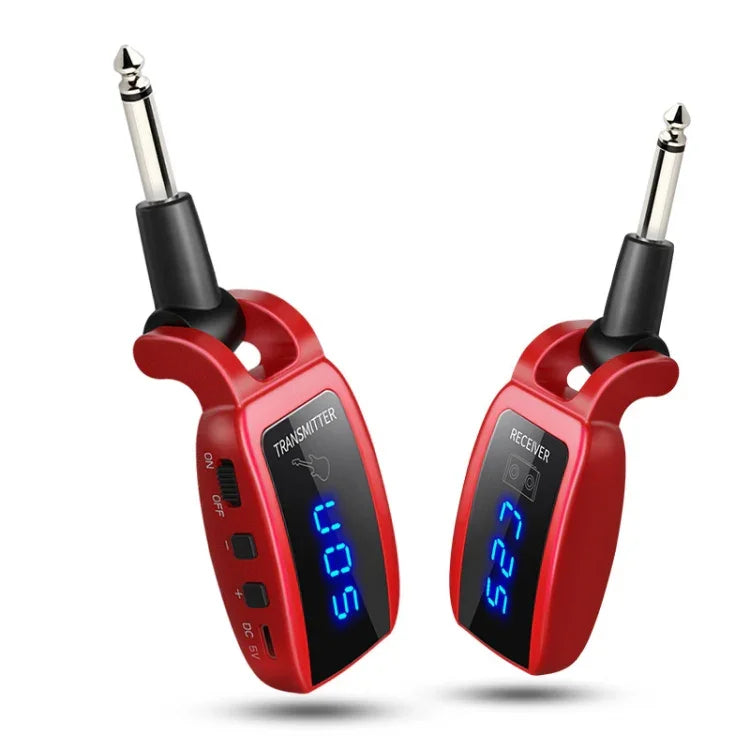 Transmissor e Recetor Sem Fios para Guitarra com Jack 6.35mm U12DX, Adaptador Recarregável, U12DX Vermelho, U12DX Preto