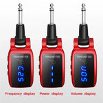 Transmissor e Recetor Sem Fios para Guitarra com Jack 6.35mm U12DX, Adaptador Recarregável, U12DX Vermelho, U12DX Preto