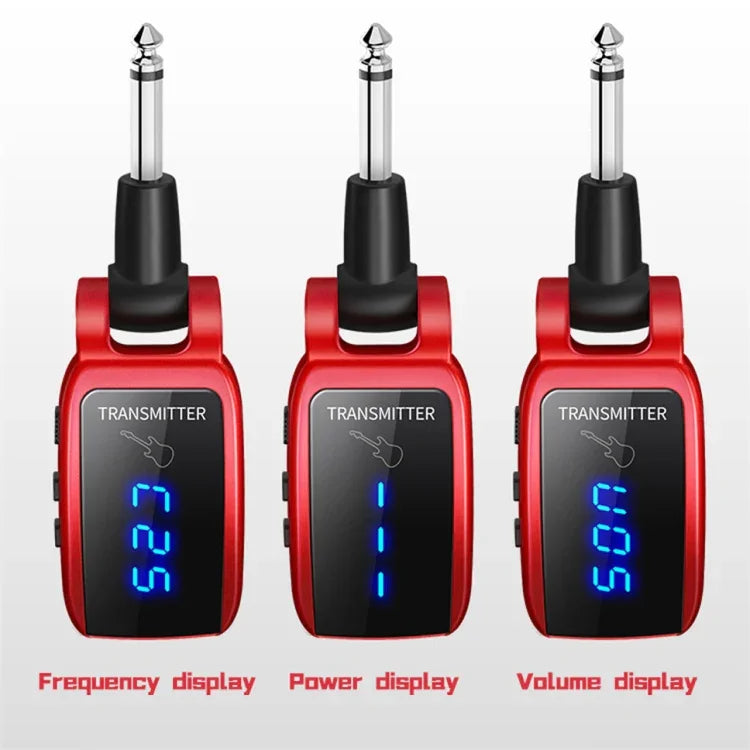 Transmissor e Recetor Sem Fios para Guitarra com Jack 6.35mm U12DX, Adaptador Recarregável, U12DX Vermelho, U12DX Preto