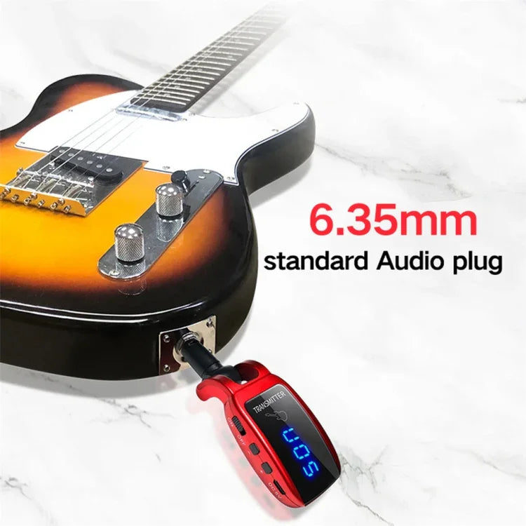 Transmissor e Recetor Sem Fios para Guitarra com Jack 6.35mm U12DX, Adaptador Recarregável, U12DX Vermelho, U12DX Preto