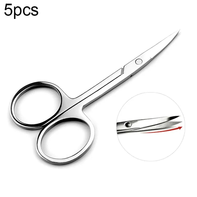 5 PCS Tesouras de Aço Inoxidável para Aparar Sobrancelhas e Cotovelos, Tesouras