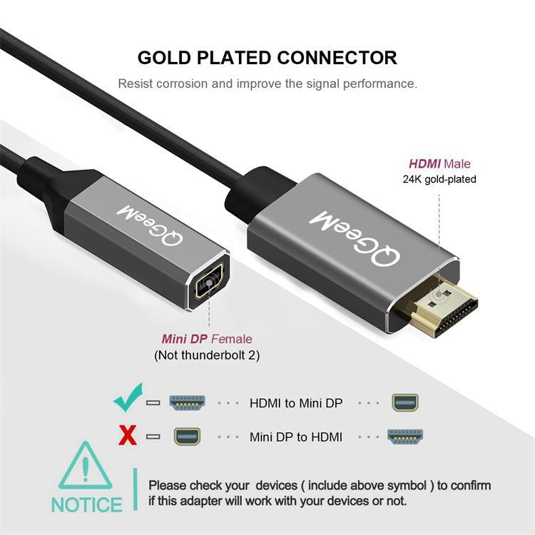 Conversor QGeeM QG-HD02 HDMI Simples para Mini DP