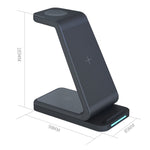 Carregador Sem Fios Vertical 3 em 1 15W D2, D2 (Preto)