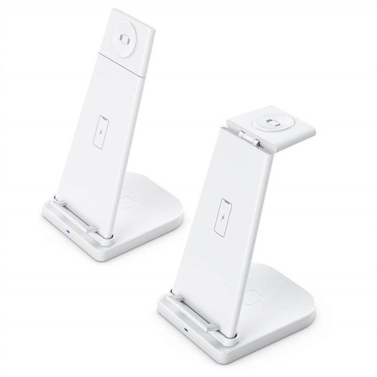 Carregador Sem Fios Portátil Destacável 3 em 1 QGeeM QG-WC05, Branco, Preto