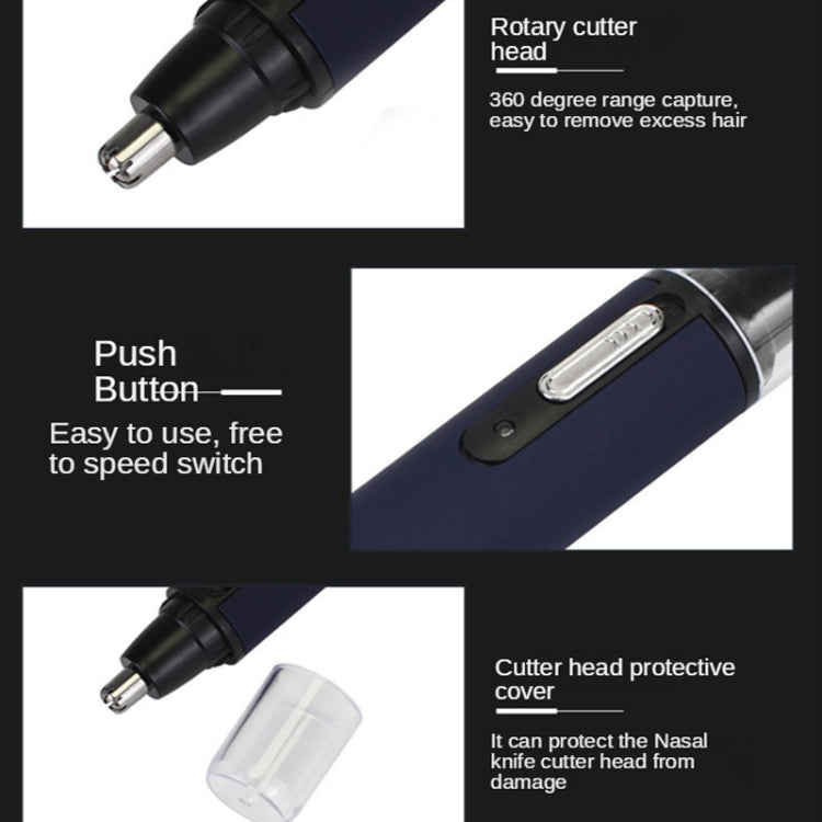 Aparador Elétrico de Pêlos do Nariz Recarregável USB com Aparador de Sobrancelhas e Barbeador