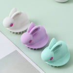 Escova de Champô de Silicone em Forma de Coelho Fofo, Branco, Verde, Rosa
