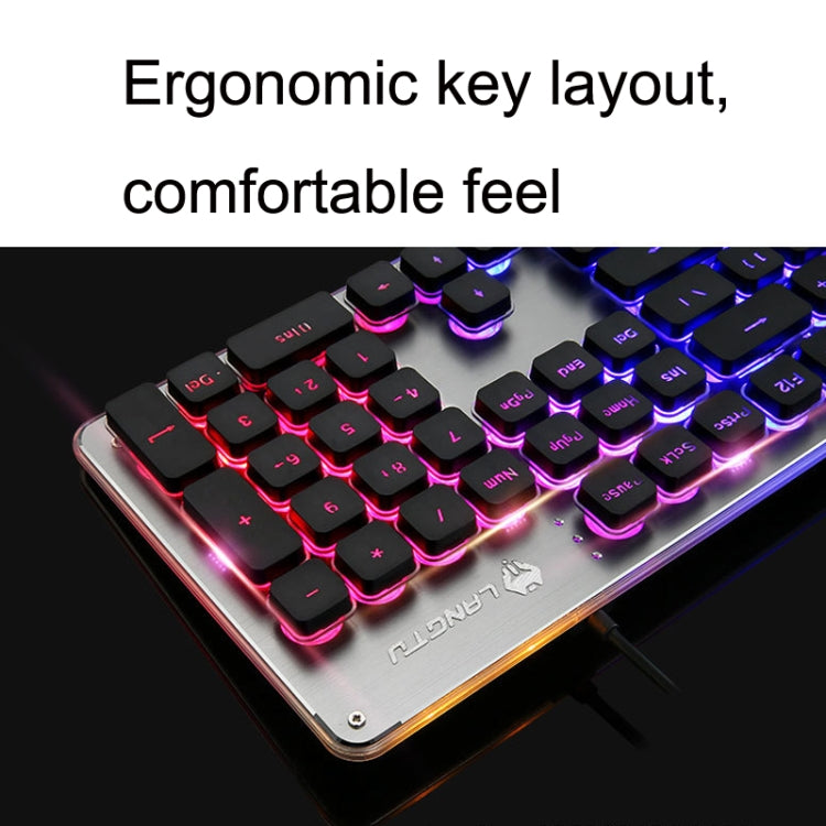 Teclado Com Fios USB LANGTU L1 104 Teclas para Escritório e Casa com Luz de Filme, Comprimento do Cabo: 1,6m, L1 Luz Laranja Preto, L1 Luz Azul Gelo Prateado Branco, L1 Luz Azul Gelo Preto, L1 Luz Branca Rosa