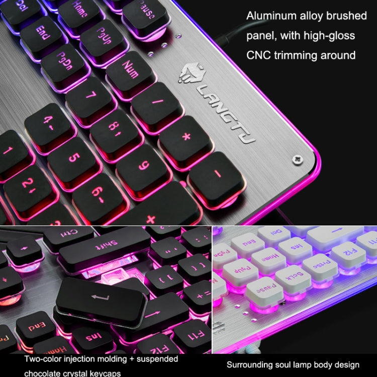 Teclado Com Fios USB LANGTU L1 104 Teclas para Escritório e Casa com Luz de Filme, Comprimento do Cabo: 1,6m, L1 Luz Laranja Preto, L1 Luz Azul Gelo Prateado Branco, L1 Luz Azul Gelo Preto, L1 Luz Branca Rosa