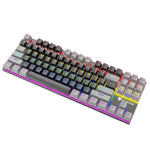 Teclado Mecânico Iluminado para Jogos Com Fios XUNFOX K80 87 Teclas, Comprimento do Cabo: 1,5m, Branco Amarelo, Preto Cinzento, Rosa Branco, Azul Branco, Branco Azul, Amarelo Branco, Cinzento Preto