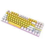 Teclado Mecânico Iluminado para Jogos Com Fios XUNFOX K80 87 Teclas, Comprimento do Cabo: 1,5m, Branco Amarelo, Preto Cinzento, Rosa Branco, Azul Branco, Branco Azul, Amarelo Branco, Cinzento Preto