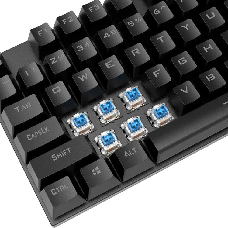 Teclado Mecânico Iluminado para Jogos Com Fios XUNFOX K80 87 Teclas, Comprimento do Cabo: 1,5m, Branco Amarelo, Preto Cinzento, Rosa Branco, Azul Branco, Branco Azul, Amarelo Branco, Cinzento Preto