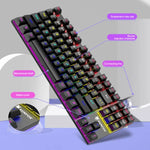 Teclado Mecânico Iluminado para Jogos Com Fios XUNFOX K80 87 Teclas, Comprimento do Cabo: 1,5m, Branco Amarelo, Preto Cinzento, Rosa Branco, Azul Branco, Branco Azul, Amarelo Branco, Cinzento Preto