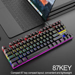 Teclado Mecânico Iluminado para Jogos Com Fios XUNFOX K80 87 Teclas, Comprimento do Cabo: 1,5m, Branco Amarelo, Preto Cinzento, Rosa Branco, Azul Branco, Branco Azul, Amarelo Branco, Cinzento Preto