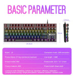 Teclado Mecânico Iluminado para Jogos Com Fios XUNFOX K80 87 Teclas, Comprimento do Cabo: 1,5m, Branco Amarelo, Preto Cinzento, Rosa Branco, Azul Branco, Branco Azul, Amarelo Branco, Cinzento Preto