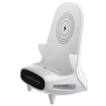 Suporte de Carregamento Sem Fios Vertical com Altifalante para Secretária 15W para Telemóvel e Tablet de 4,5-11 Polegadas