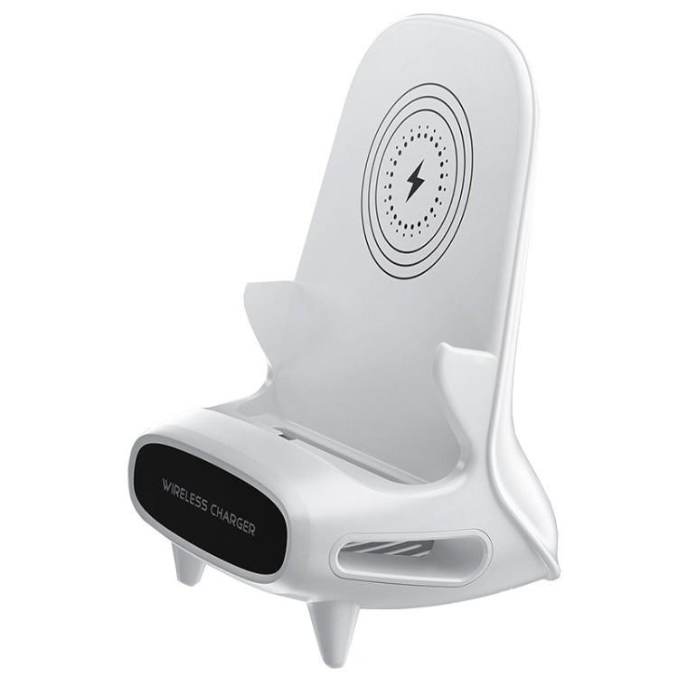 Suporte de Carregamento Sem Fios Vertical com Altifalante para Secretária 15W para Telemóvel e Tablet de 4,5-11 Polegadas