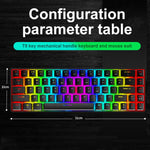 ZIYOU LANG T8 68 Keys RGB Luminous Gaming Mechanical Keyboard, Cable Length:1.6m, T8 Black Green Shaft, T8 Black Tea Shaft, T8 White Green Shaft, T8 White Red Shaft, T8 Blue Green Shaft, T8 Pink Green Shaft