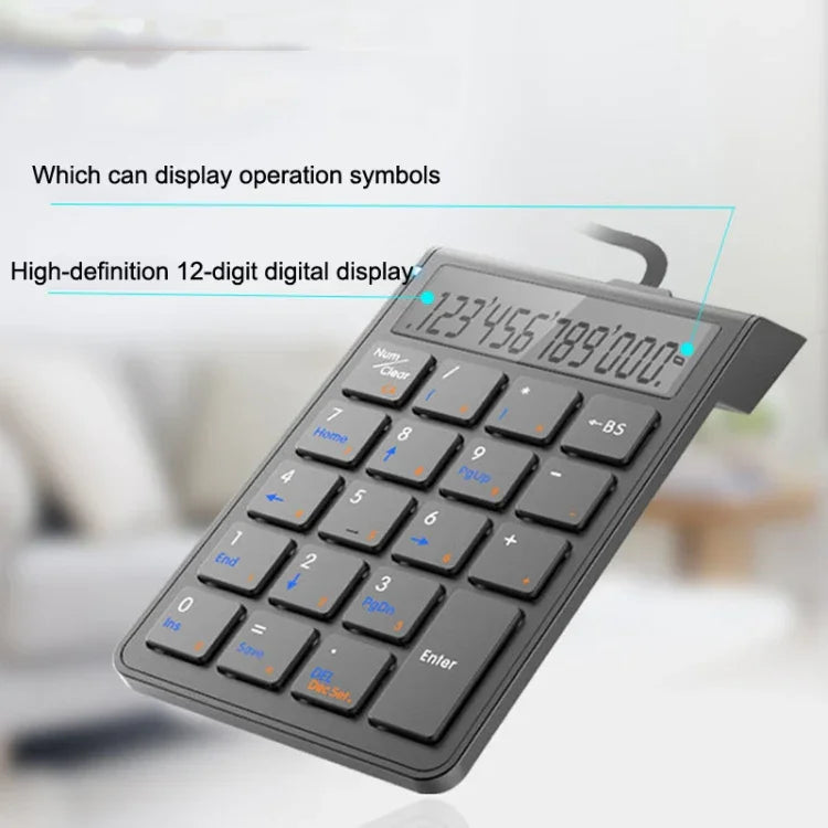 Teclado Numérico Com Fios Sunreed SKB886S 19 Teclas com Interface USB Digital, Comprimento do Cabo: 1,5m, Com Fios Branco, Com Fios Preto