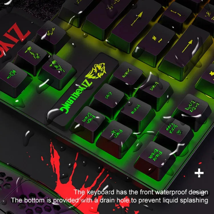 Conjunto de Teclado Mecânico Luminiscente para Jogos ZIYOU LANG T2 com 88 Teclas e Rato, Comprimento do Cabo: 1,6m, T2 Preto, T2 Branco